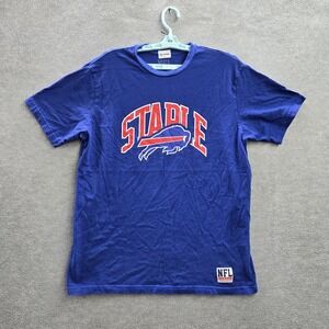 Buffalo‎ Bills Men Shirt L Blue Staple Graphic Print Sports Logo Short Sleeve